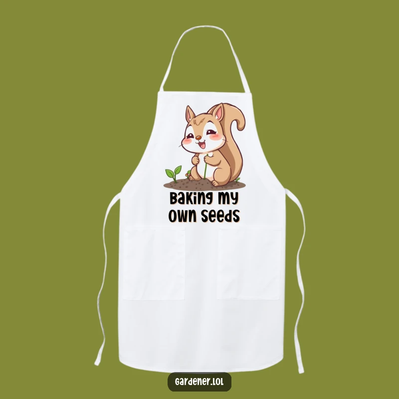 Funny Squirrel Planting Seeds Apron - Cheerful Kitchen & Garden Accessory