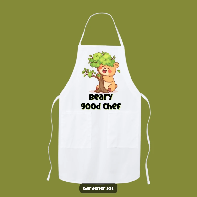 Funny Bear Gardening Apron: Hilarious Kitchen Wear for a Peaceful Funny Gift!