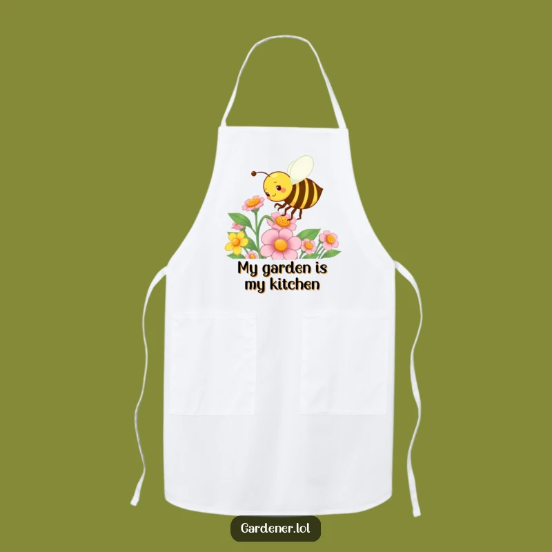 Funny Bee Gardener Apron: Energetic Pollination Kitchen Wear