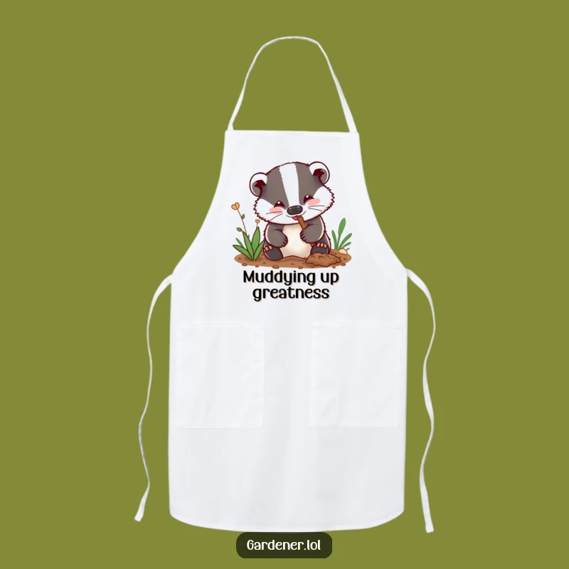 Funny Badger Gardener Apron: Digging Badger Chef Gift, Kitchen Fun