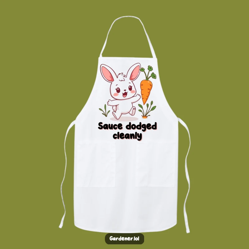 Funny Bunny Gardener Apron: Carrot Escape Surprise - Humorous Kitchen Gift