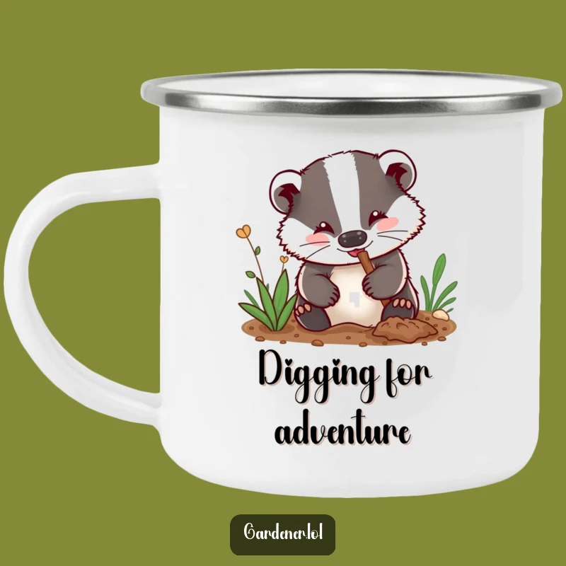 Funny Badger Gardener Camping Mug: Digging Badger Outdoor Cup, Gift