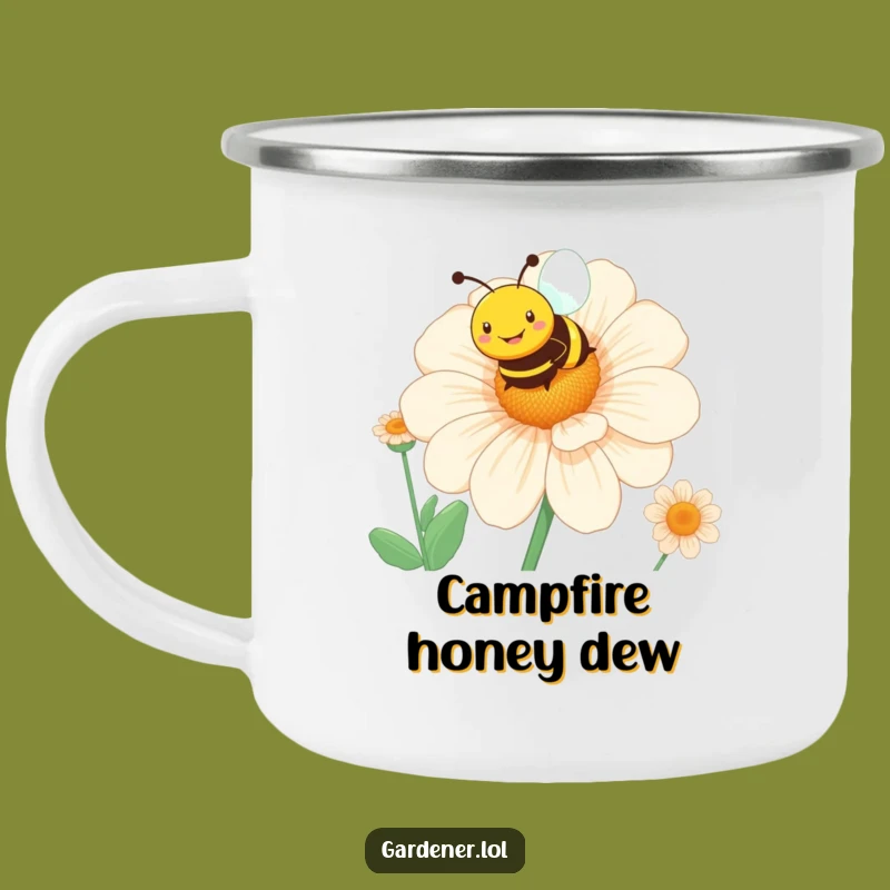 Funny Bee Flower Camping Mug: Outdoor Bloom, Sunny Sipping Cup