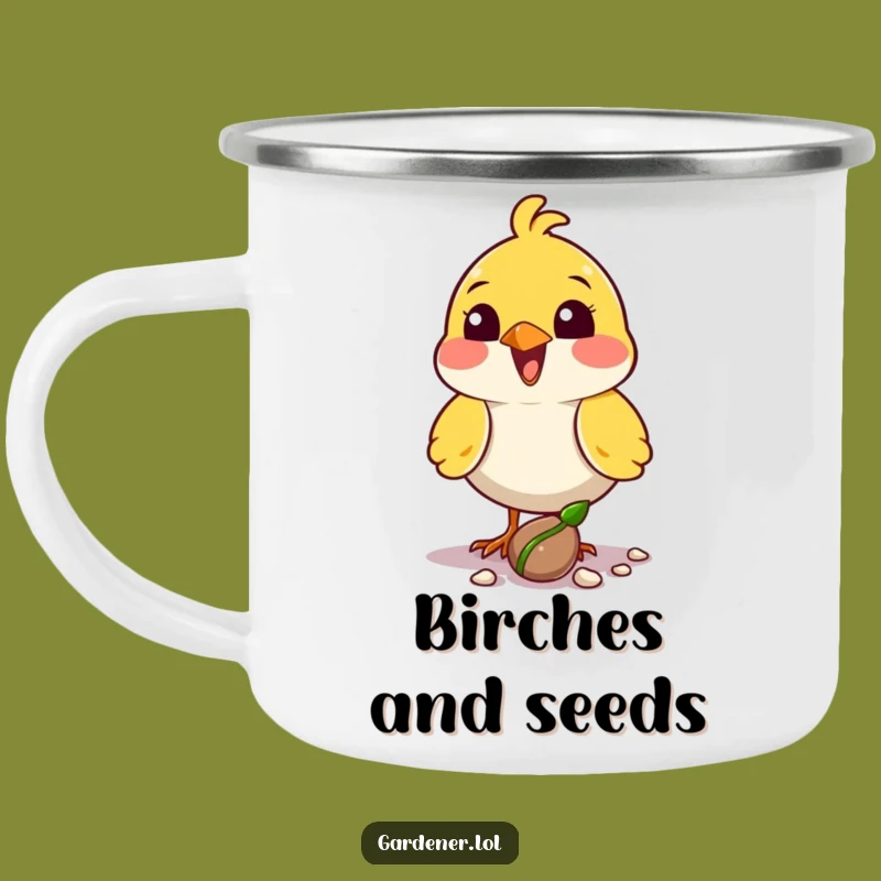 Funny Bird Planter Camping Mug: Outdoor Growth, Hopeful Sipping Cup