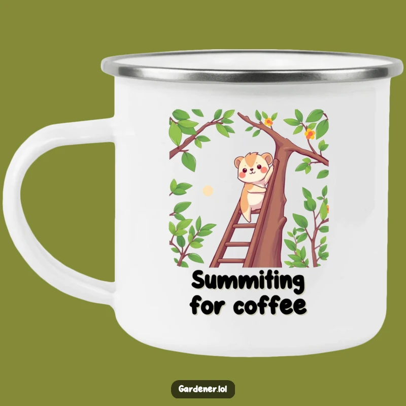 Funny Determined Animal Climbing Camping Mug, Outdoor Adventure Drinkware