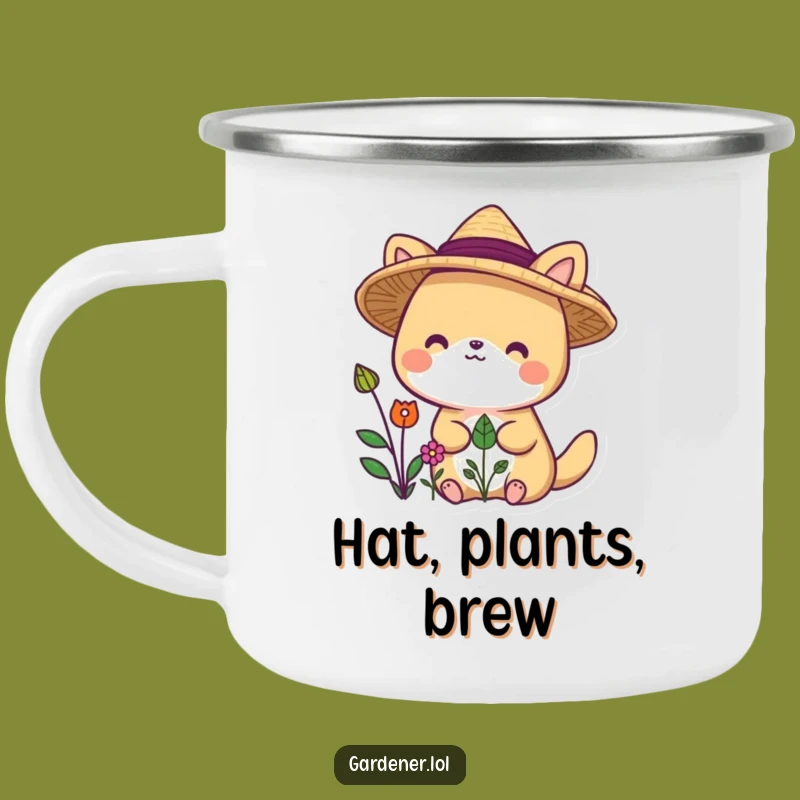Funny Garden Hat Animal Camping Mug: Your Companion for Sunny Outdoor Adventures