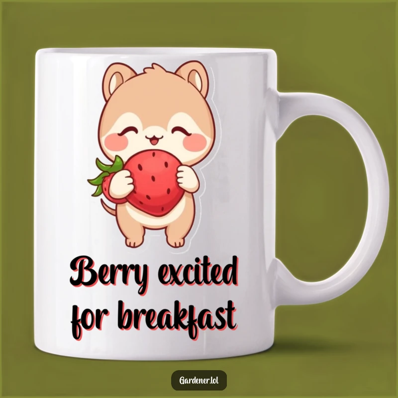 Funny Mug: Animal Loves Strawberry, Cute & Joyful Gag Gift for Foodies