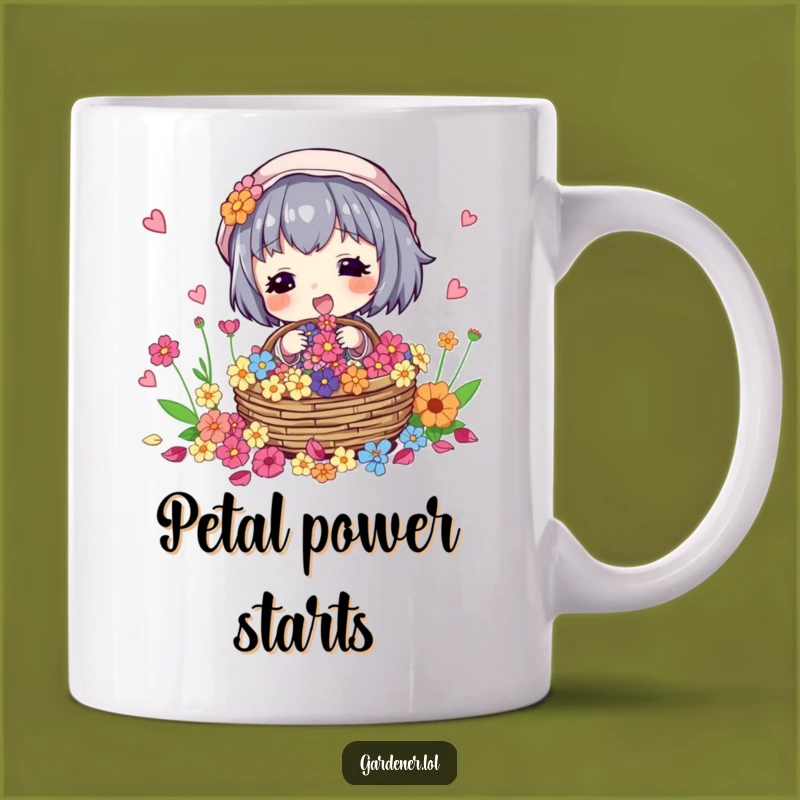 Funny Flower Collector Mug: Joyful Petal Gathering for a Smile