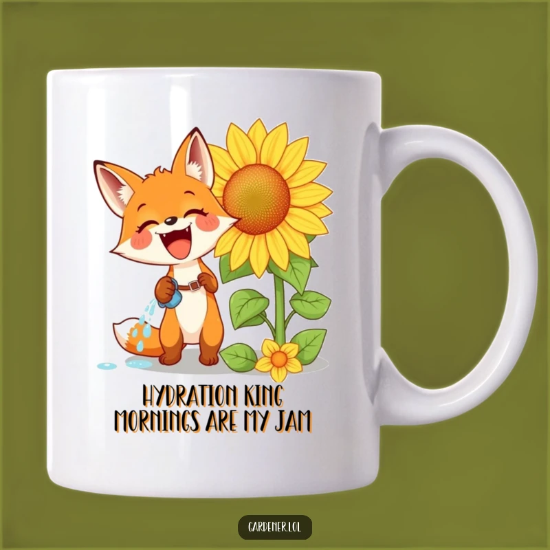 Funny Fox Watering Sunflower Mug: A Gleeful Gardener's Perfect Gift!