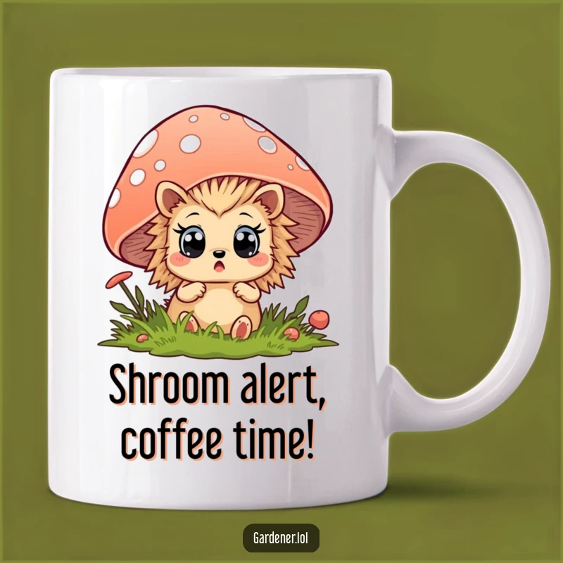 Funny Hedgehog Mushroom Mug: Surprised Forest Friend, Perfect Gift