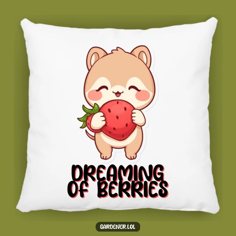 Funny Pillow: Cute Animal Strawberry Joy, Soft & Humorous Throw Pillow Gift