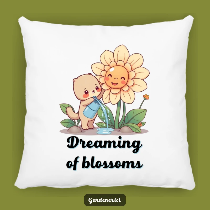 Funny Cute Animal Watering Flower Pillow, Cozy Gardening Accent