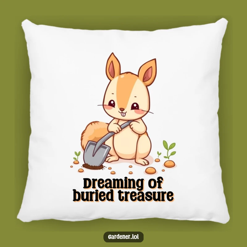 Funny Squirrel Planting Pillow, Cozy Garden Accent Cushion