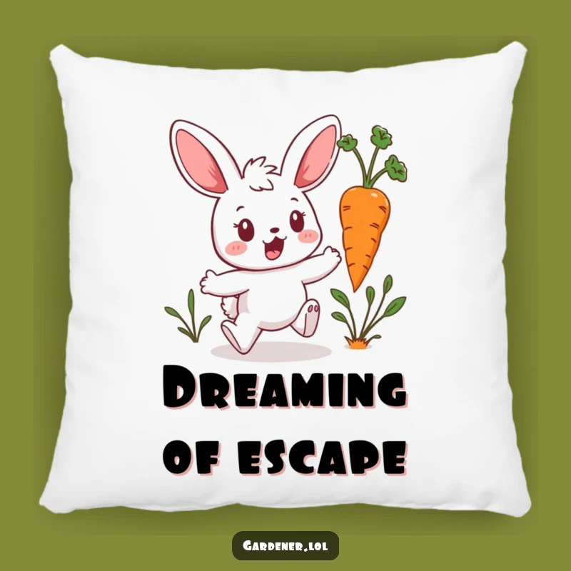 Funny Bunny Gardener Pillow: Carrot Escape Surprise - Cozy and Cute Decor