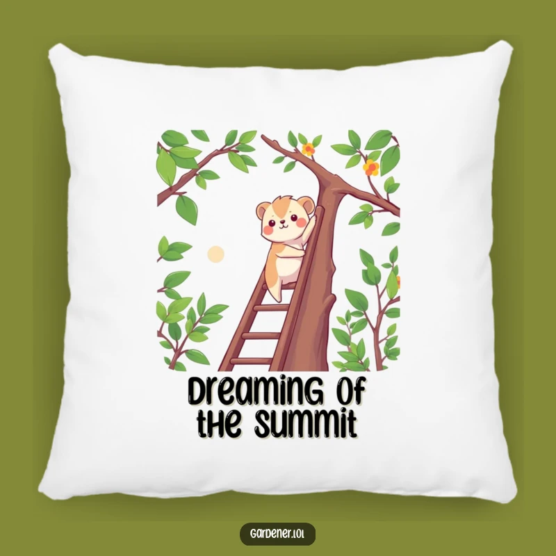 Funny Determined Animal Climbing Pillow, Cozy Motivational Accent