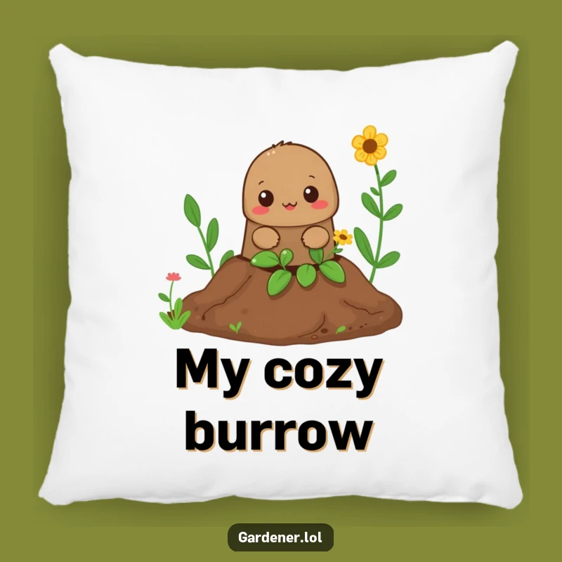 Funny Mole Gardener Pillow: Cozy Peeking Cushion, Decorative Funny Gift
