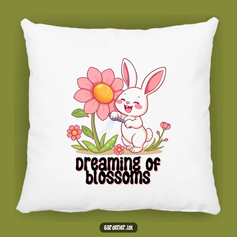 Funny Rabbit Watering Flower Pillow - Cozy & Hilarious Garden Accent Gift