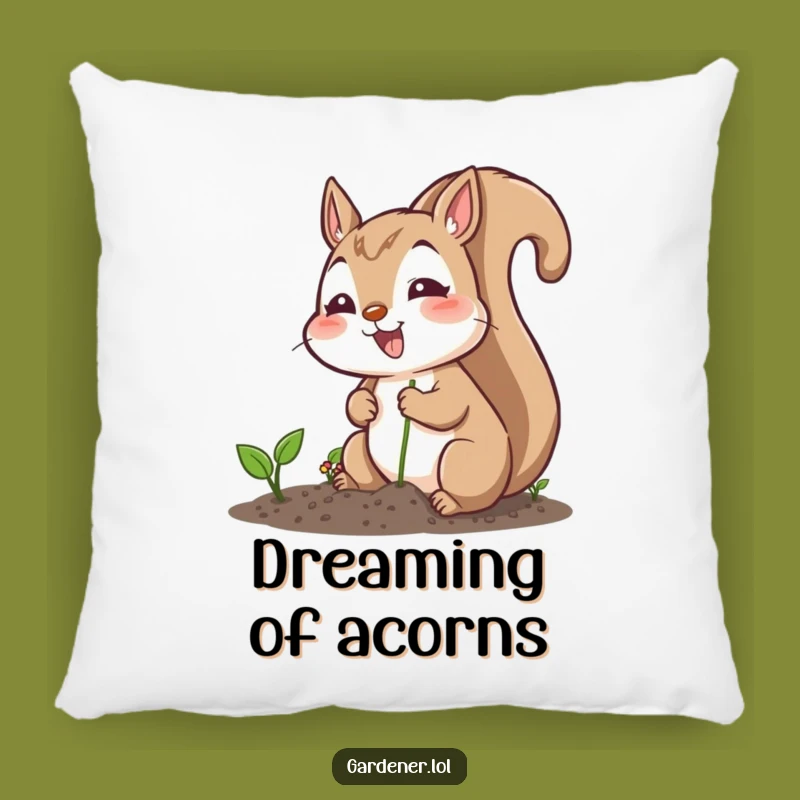 Funny Squirrel Planting Seeds Pillow - Cozy & Cheerful Garden Accent