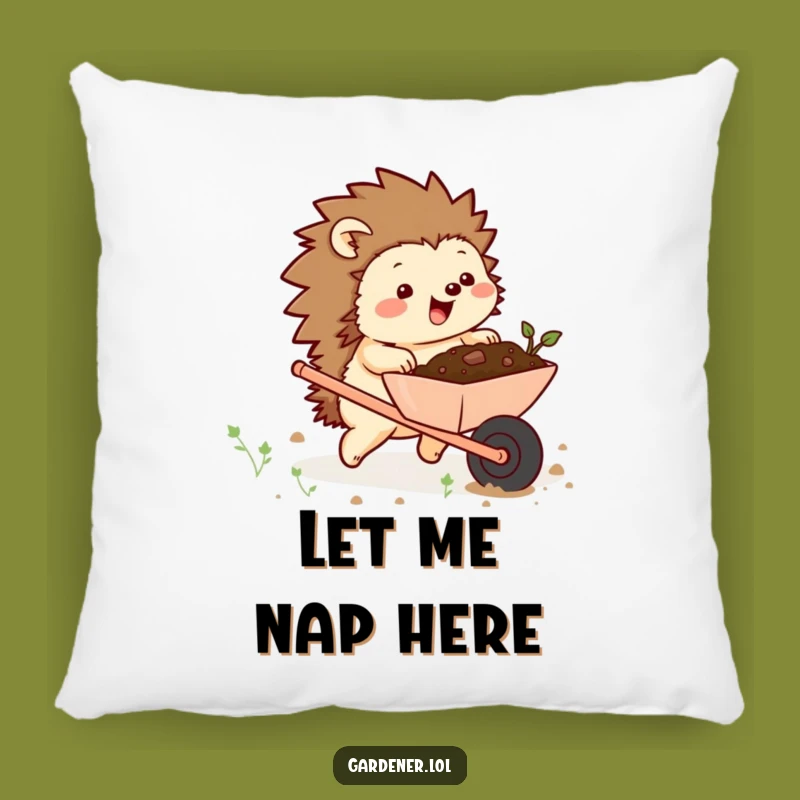 Funny Chubby Hedgehog Wheelbarrow Pillow - Cozy & Hilarious Garden Accent