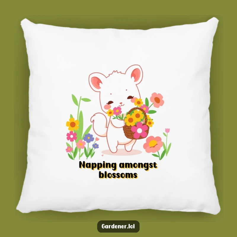Funny Pillow: Cute Animal Flower Basket, Soft & Humorous Throw Pillow Gift