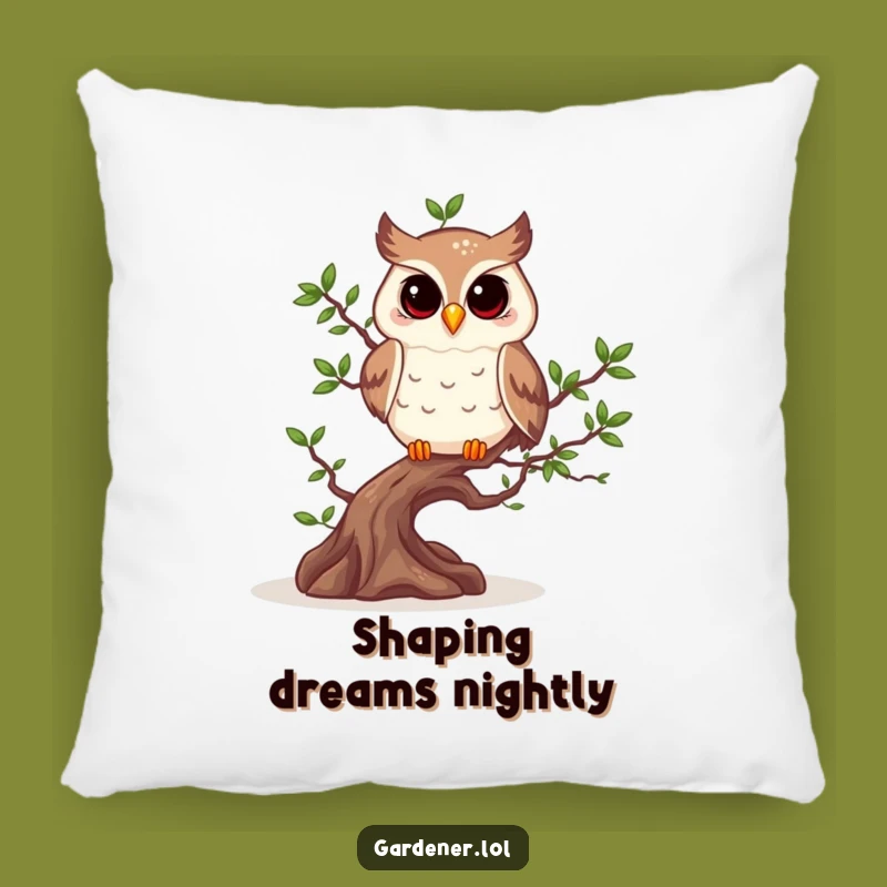 Funny Owl Bonsai Pillow, Cozy Relaxation Accent Cushion