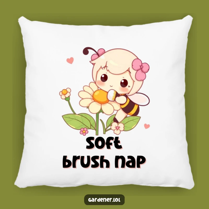 Funny Flower Pillow: Playful Pollinator, Cozy Nature Humor Gift