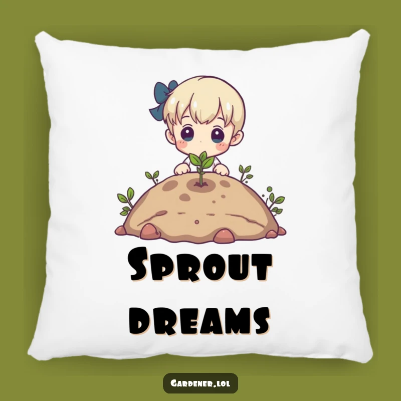 Funny Sprout Pillow: Admiring Gardener, Cozy Hopeful Gift