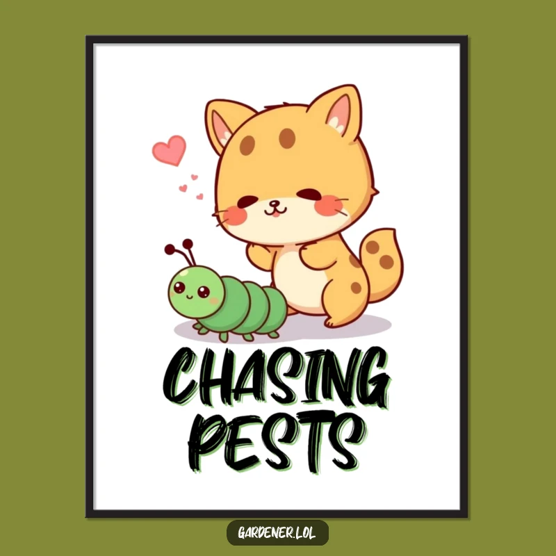 Funny Digital Art: Animal vs Caterpillar, Cute Playful Wall Decor Gag Gift