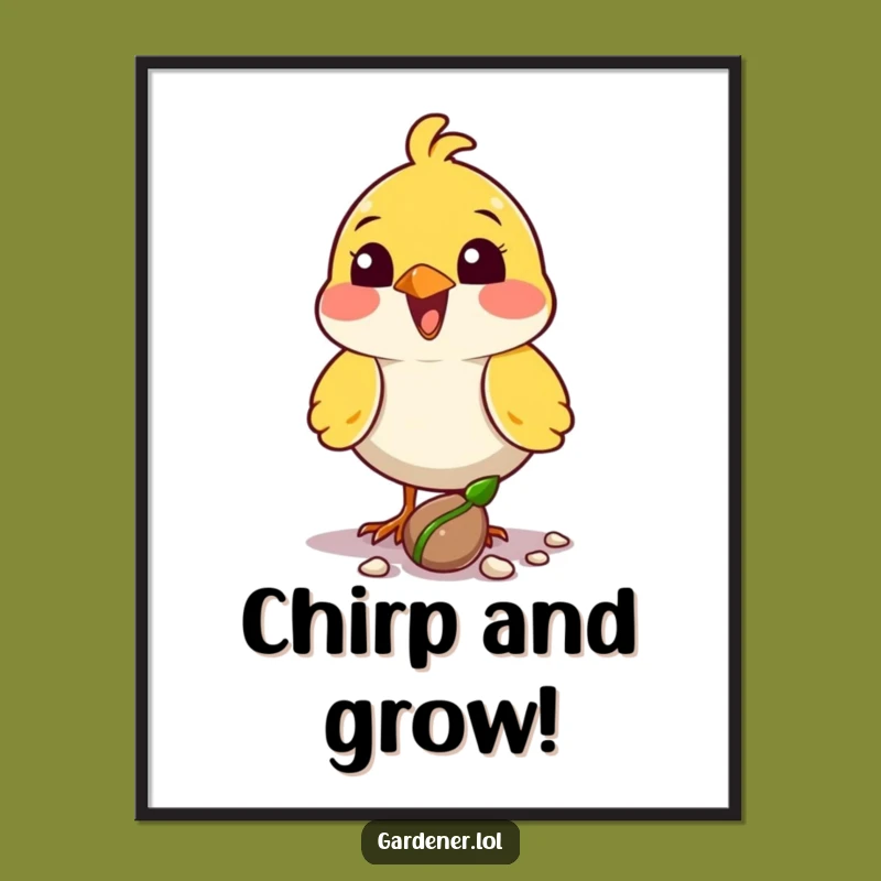 Funny Bird Planter Digital Print: Growth Art, Instant Hopeful Decor