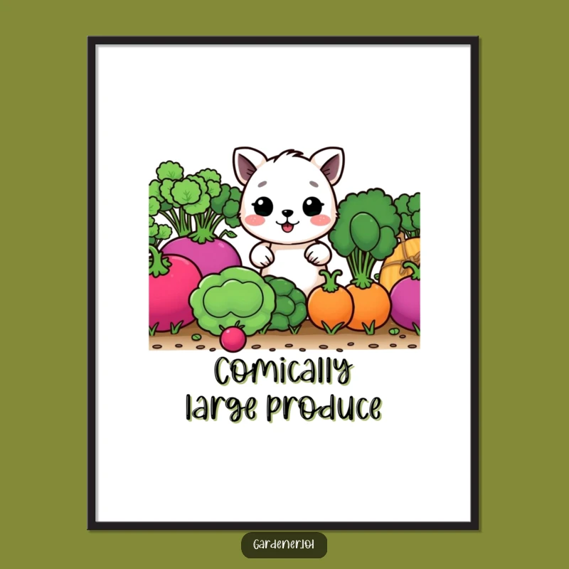 Funny Wall Art - Happy Animal Gardener, Instant Funny Gift Download