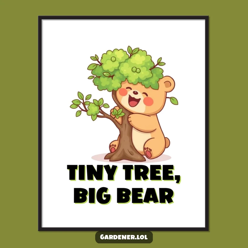 Funny Bear Pruning Tree Digital Print: Instant Calm Art for a Hilarious Funny Gift!