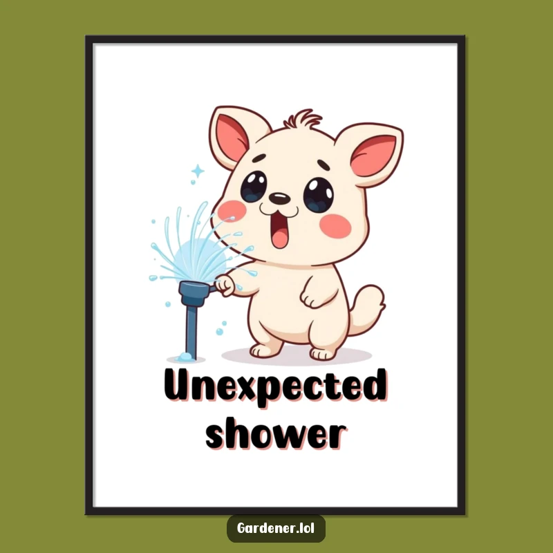 Funny Sprinkler Surprise Digital Print: Capture Wet Wonders, A Vibrant Funny Gift!
