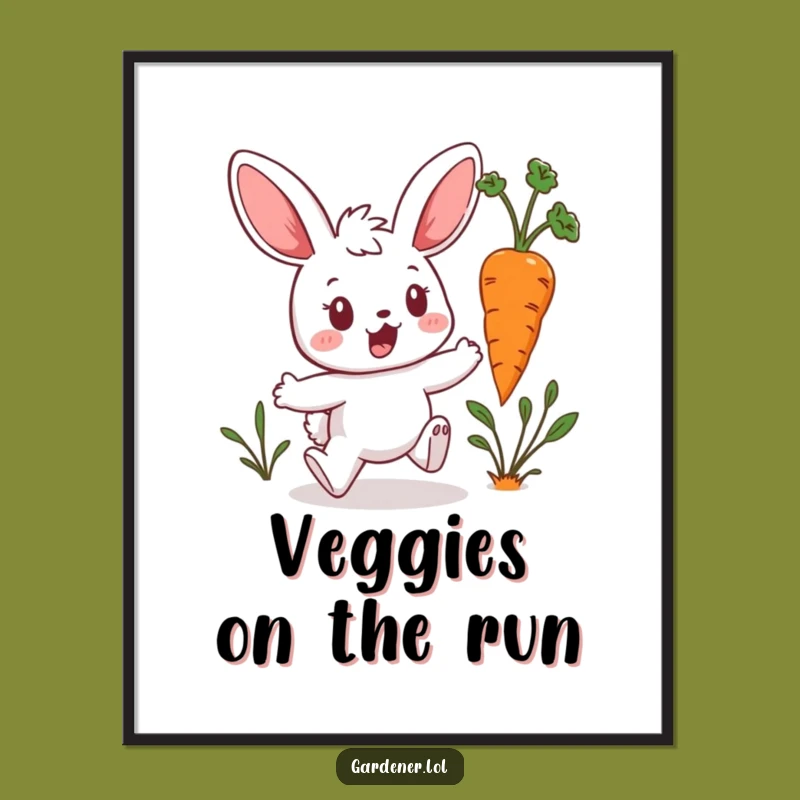 Funny Bunny Art Print: Carrot Escape Surprise - Humorous Decor Download
