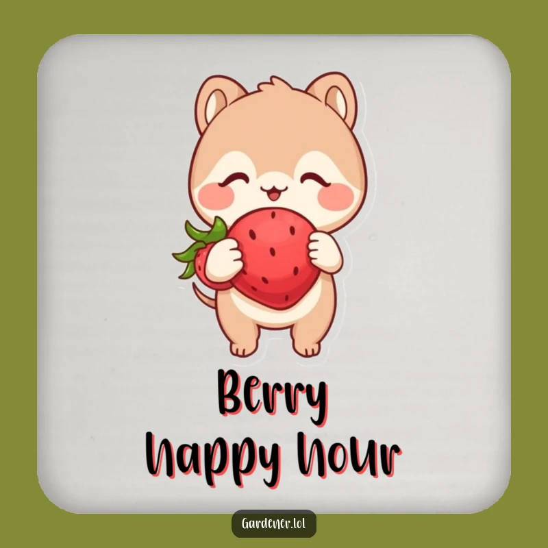 Funny Coaster: Animal Strawberry Joy, Cute Playful Gag Gift for Drinkware
