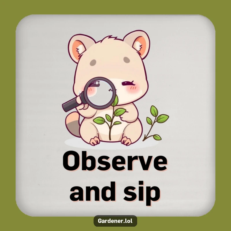 Funny Botanical Detail Drink Coaster: Cute Animal Magnifying Glass Table Gift