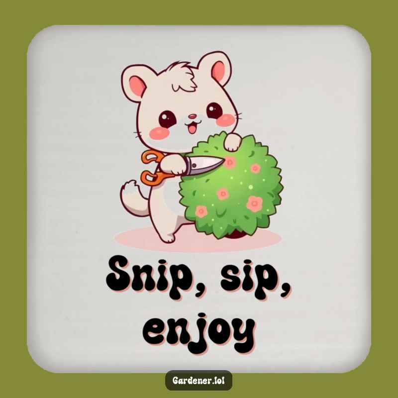 Funny Garden Detail Drink Coaster: Cute Animal Shears Table Protector Gift