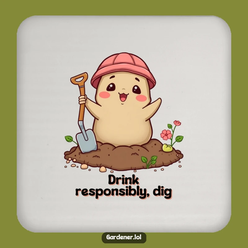 Funny Kawaii Mole Gardener Coaster, Delighted Soil Protector, Tiny Gift