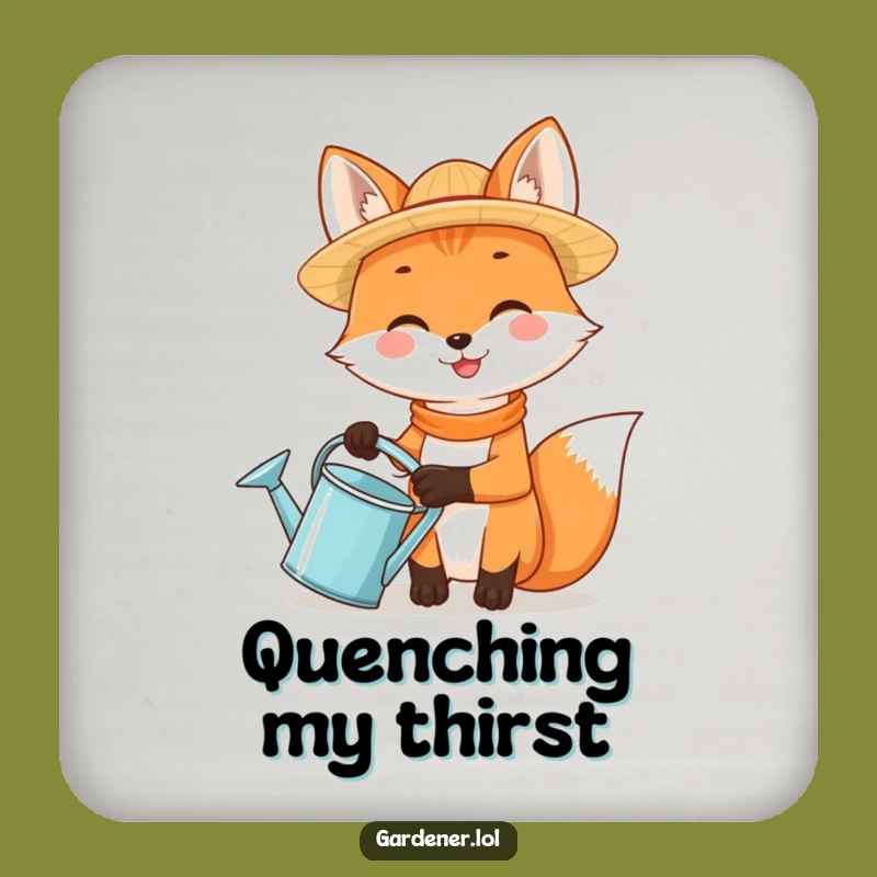 Funny Fox Gardener Coaster, Protect Surfaces with Garden Charm