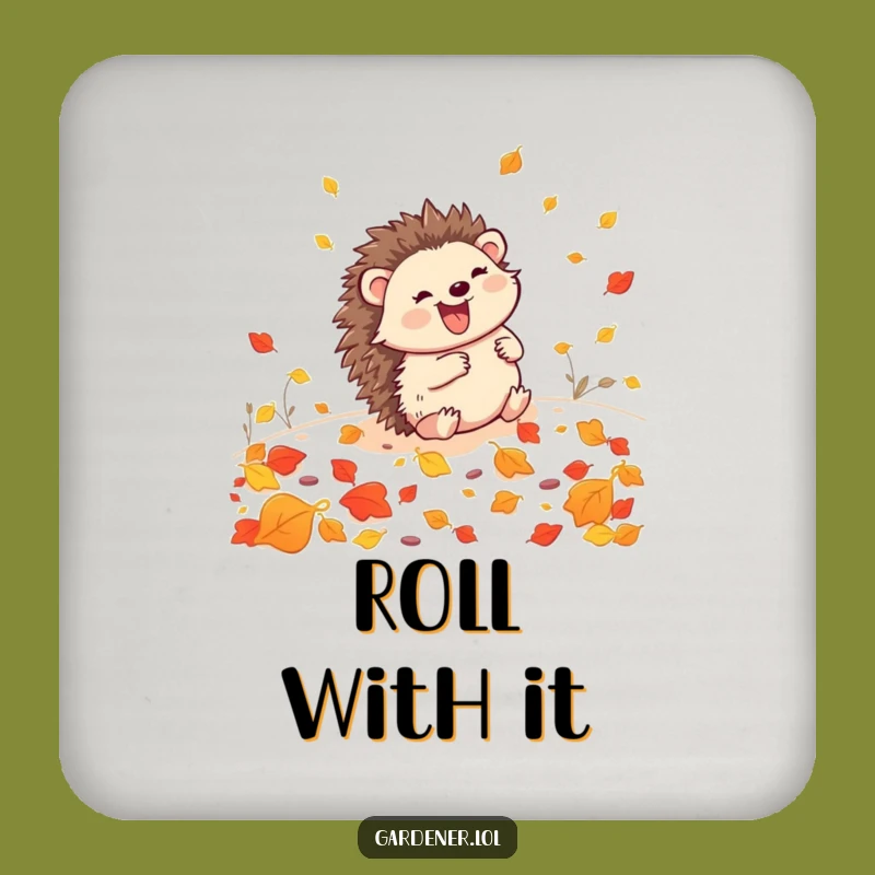 Funny Hedgehog Gardener Drink Coasters: Cute Rolling Leaf Set, Perfect Funny Gift
