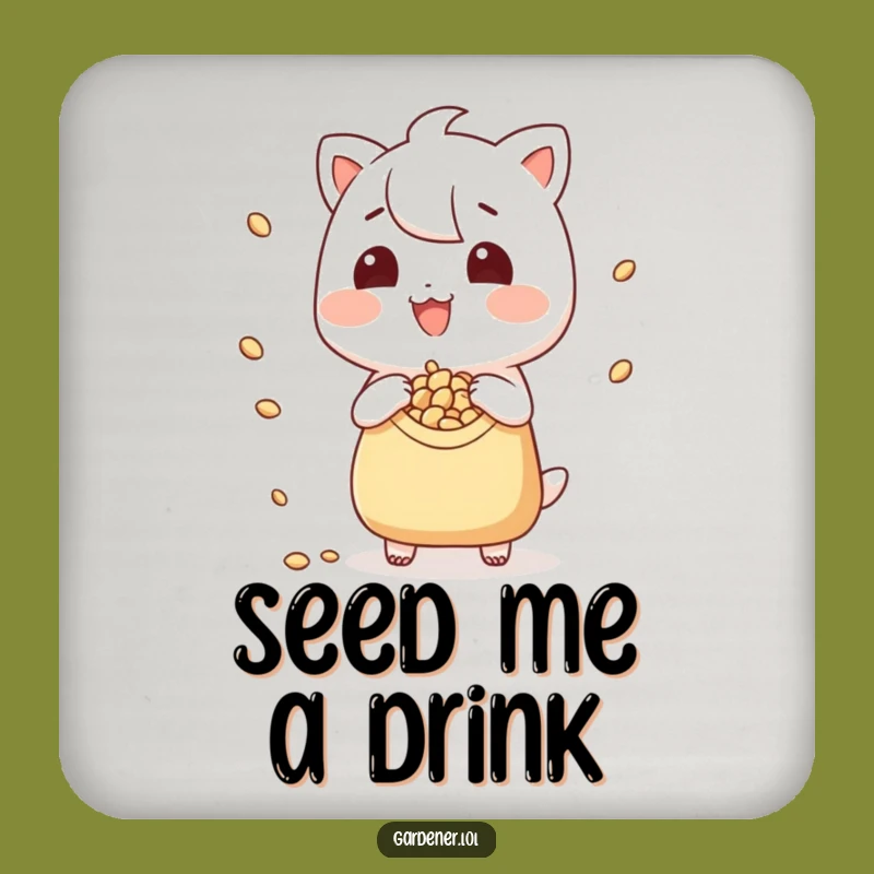Funny Drink Coaster - Playful Seed Scattering Character, Quirky Funny Gift Set