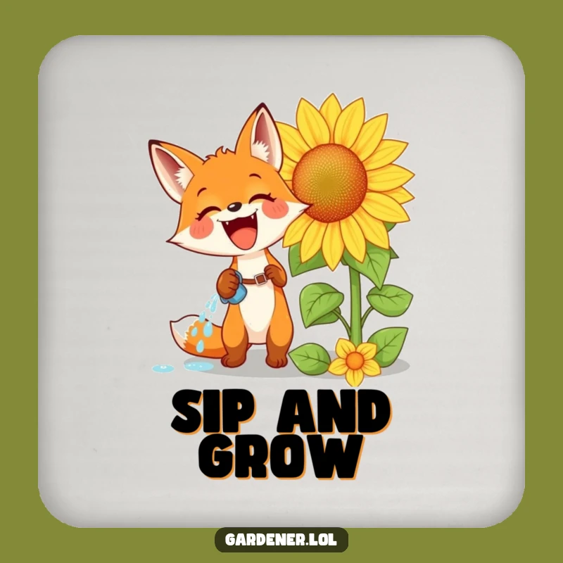 Funny Fox Sunflower Coaster: Protect Surfaces with this Hilarious Gardener's Funny Gift!