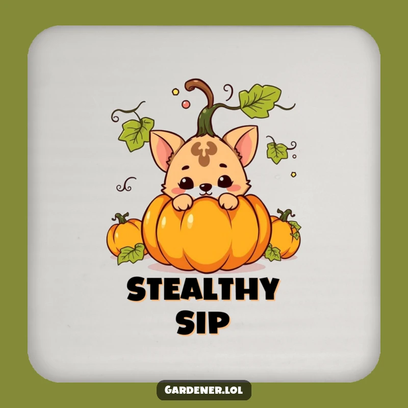 Funny Pumpkin Hideout Coaster: Protect Surfaces from Mischief, A Fun Funny Gift!