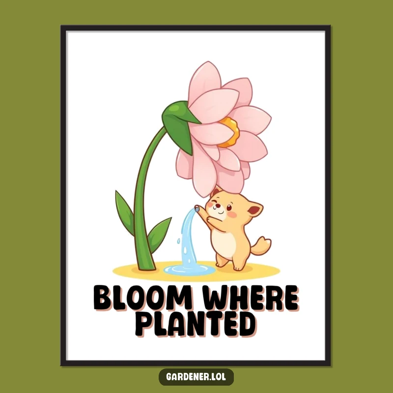 Funny Watering Animal Poster: Whimsical Wall Art for a Cheerful Home