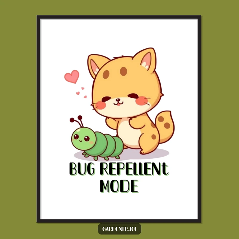 Funny Poster: Animal vs Caterpillar Art, Cute & Playful Wall Decor Gag Gift