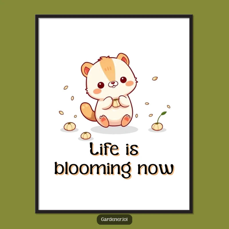 Funny Animal Seeds Poster: Cute Character's Playful Nature Scene Art!