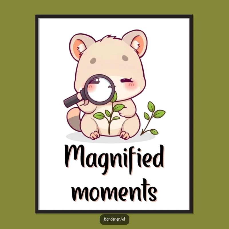 Funny Botanical Expedition Poster: Cute Animal Magnifying Glass Art Print Gift