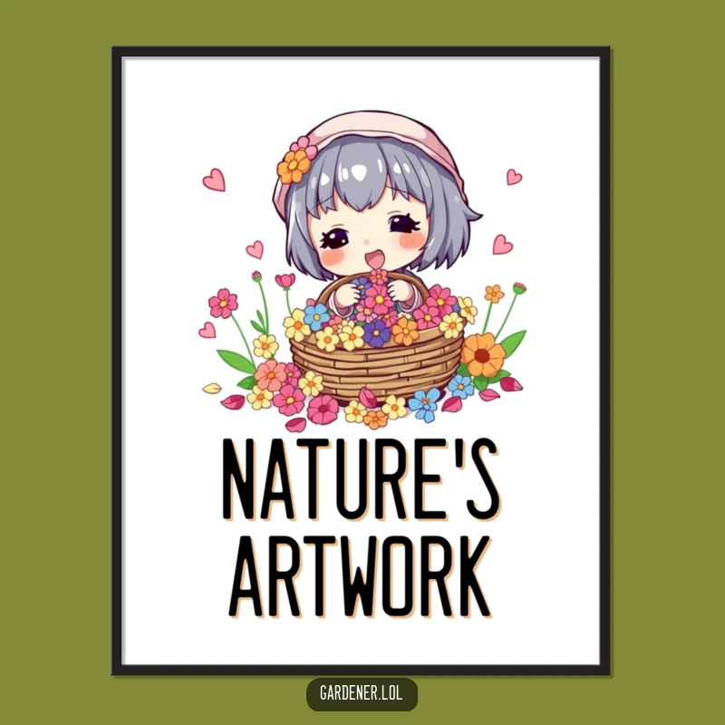 Funny Flower Collector Poster: Joyful Art for Your Space