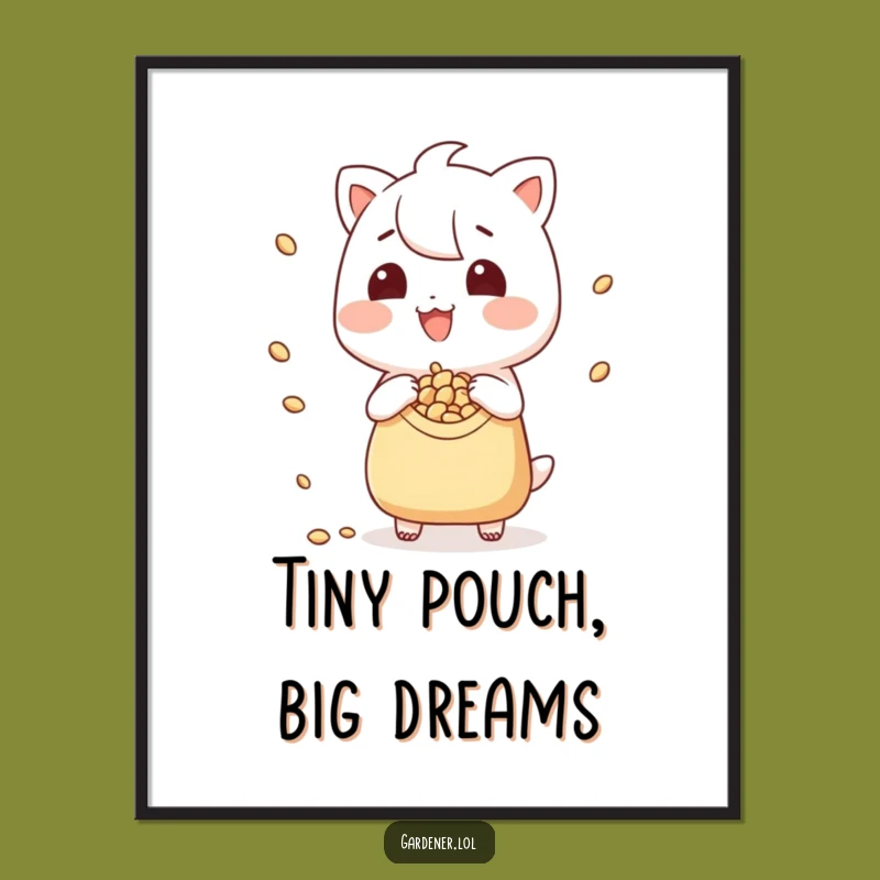 Funny Garden Art Poster - Playful Seed Scattering Character, Quirky Funny Gift Decor