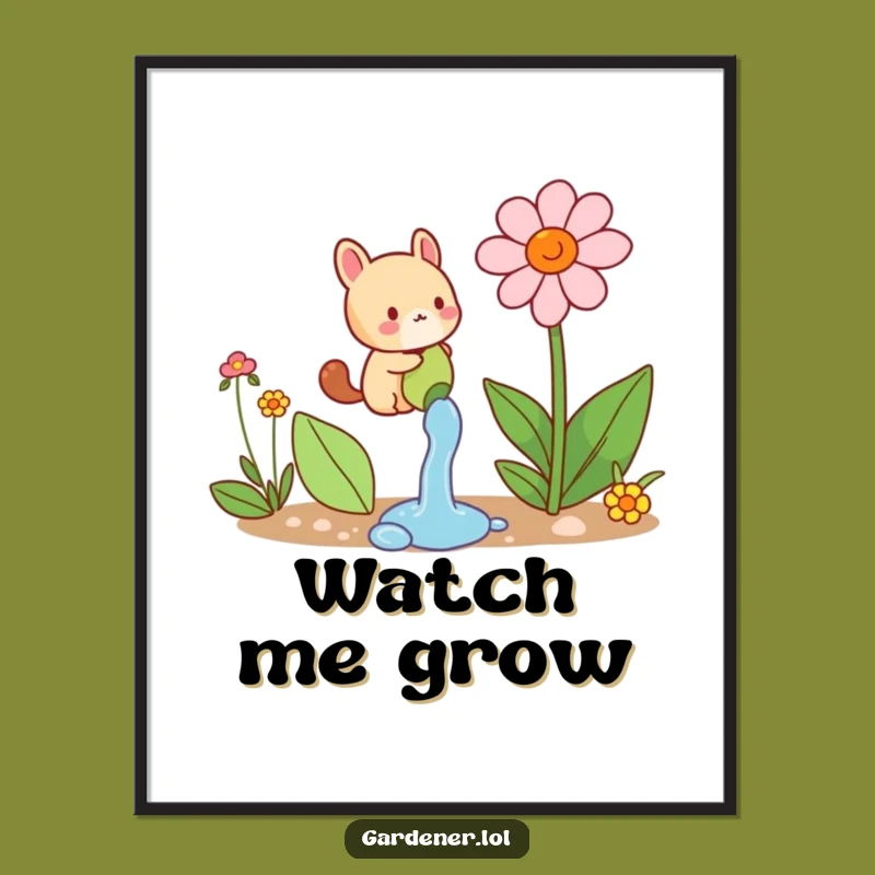 Funny Animal Watering Poster: Blooming Art, a Hilarious Gift for Nature Lovers
