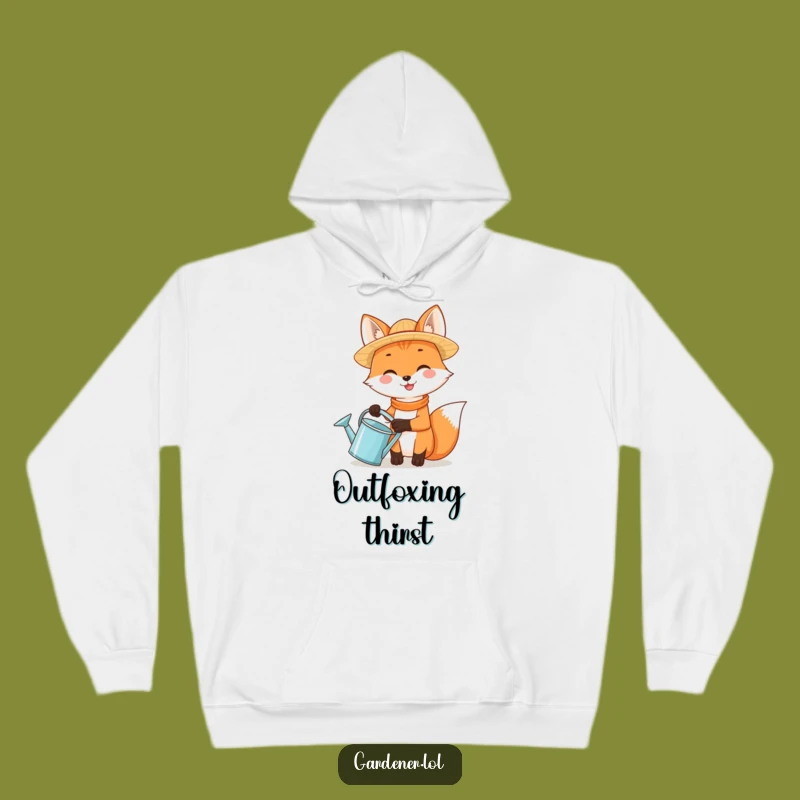 Funny Fox Gardener Hoodie, Cozy Sun Hat Sweatshirt
